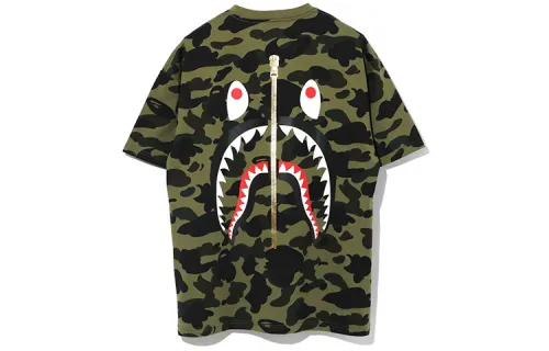 A BATHING APE Shark Series T Shirts Women's Crew Neck Moderate Straight Fit