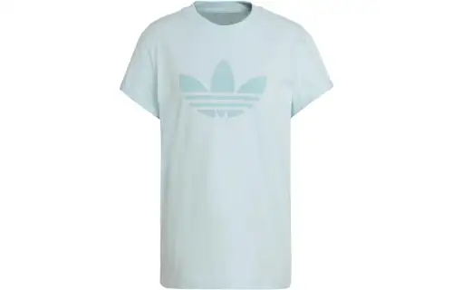 Adidas Originals T Shirts Women's Mint Green Crew Neck Moderate Straight Fit