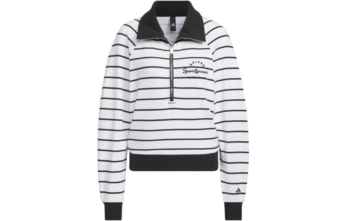 Adidas T-Shirts Women's Black White Lapel Moderate Straight Fit