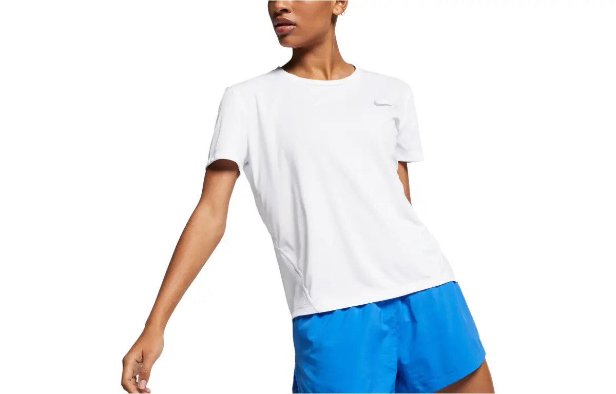 Nike T-Shirts Women's White Crew Neck Moderate Straight Fit