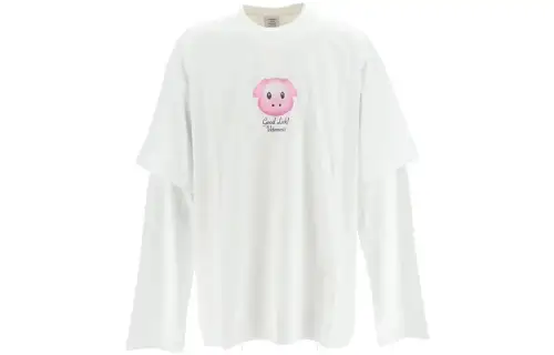 Vetements T Shirts Women's White Crew Neck Moderate Mock Two Piece