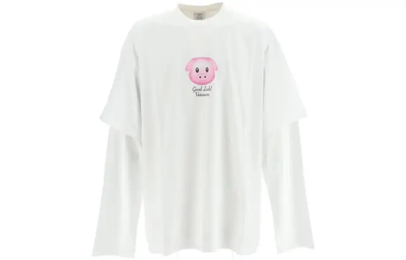 Vetements T Shirts Women's White Crew Neck Moderate Mock Two Piece