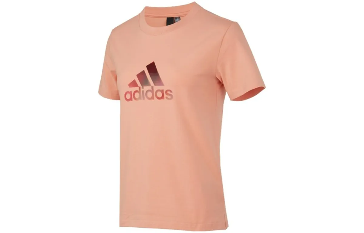 Adidas T-Shirts Women's Apricot Crew Neck Moderate Straight Fit