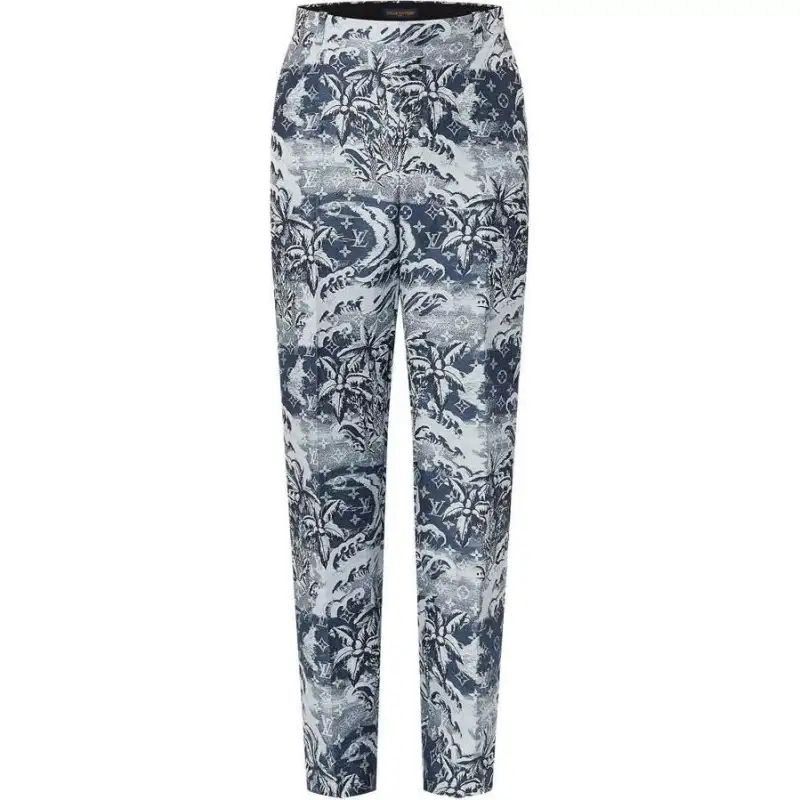 LOUIS VUITTON Monogram Cotton And Linen Blend Classic Pants