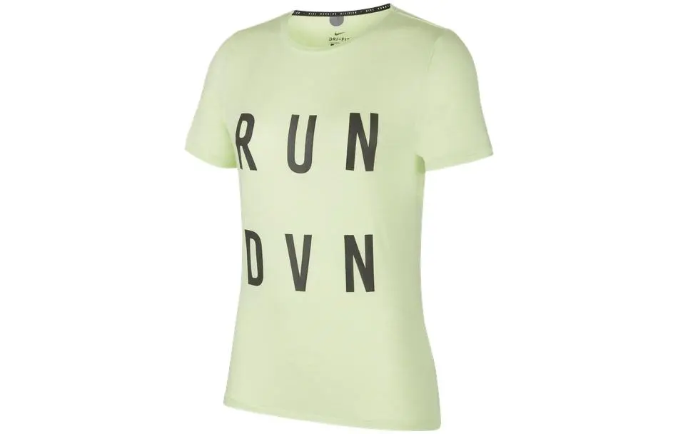 Nike T Shirt Women's Light Yellow Green/Black
