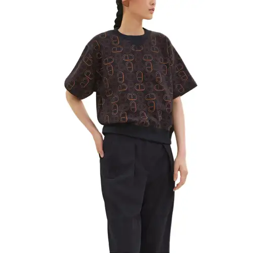 HERMES Drop Shoulder Sleeve T Shirt Women's Sailor Blue