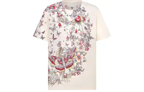 DIOR Quarterly New Products T Shirts Women's Ecru Crew Neck Moderate Other
