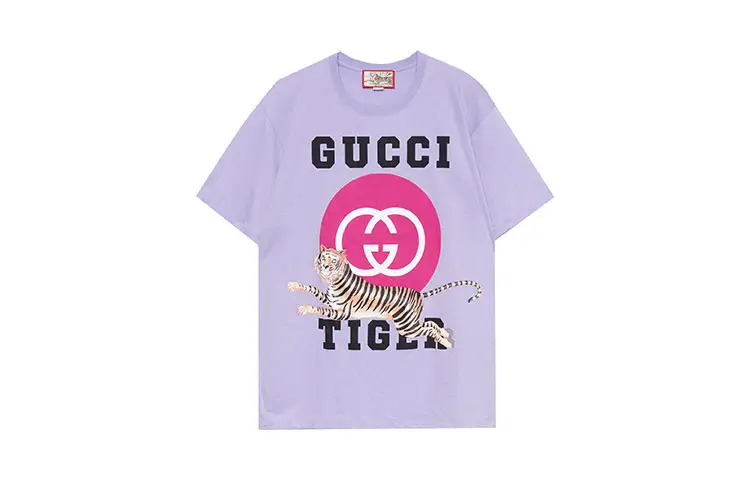GUCCI Drop Shoulder Sleeve T Shirt Women's Purple