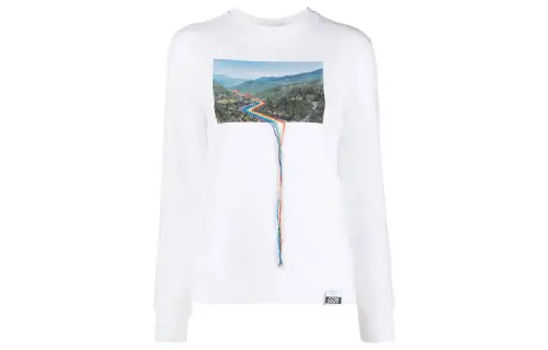 long-sleeved photograph-print T-shirt