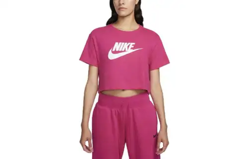 Nike Sportswear Essentials Drop Shoulder Sleeve T Shirt Women's Dark Pink