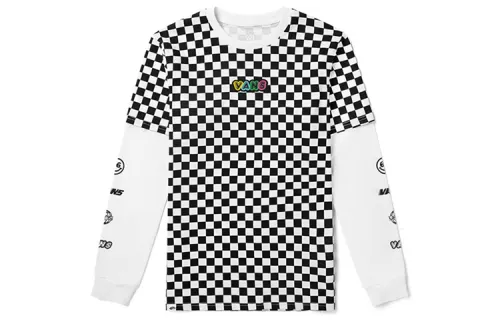 Vans T Shirts Women's Black Crew Neck Moderate Mock Two Piece