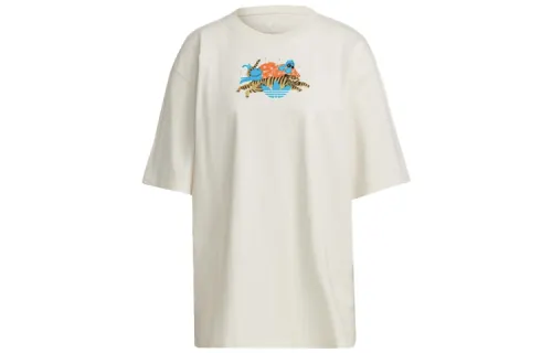 Adidas Originals Sports World T Shirts Women's White Crew Neck Moderate Straight Fit