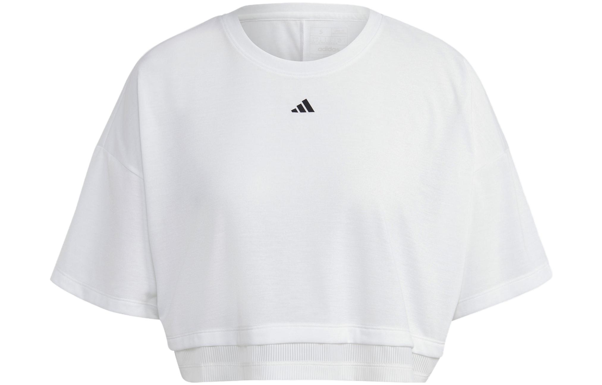 Adidas Crop Tops Women's White Crew Neck Moderate