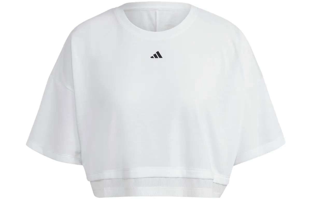 Adidas Crop Tops Women's White Crew Neck Moderate Straight Fit