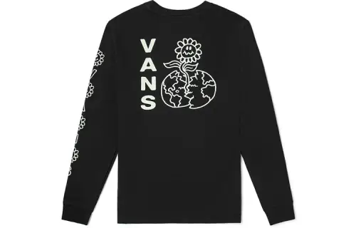 Vans T Shirts Women's Black Crew Neck Moderate Straight Fit