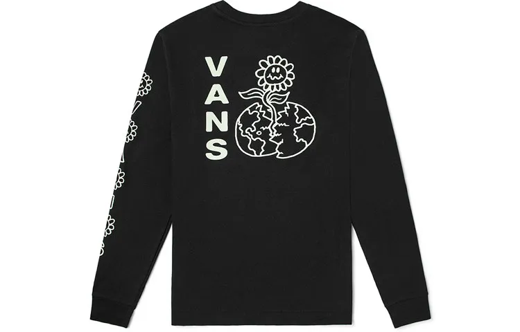 Vans T-Shirts Women's Black Crew Neck Moderate Straight Fit