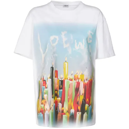 LOEWE T Shirts Women's White Crew Neck Moderate Straight Fit