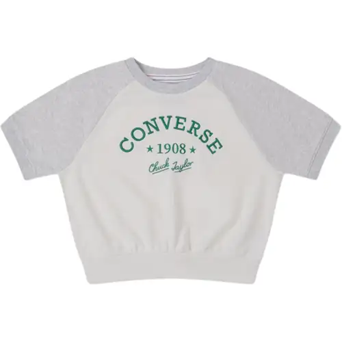 Converse RETRO CHUCK FASHION T Shirts Women's Gray Crew Neck Moderate Straight Fit