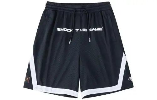 ANTA Game Series Contrast Letter Print Lace-Up Basketball Breathable Training Game Shorts Men's Basic Black