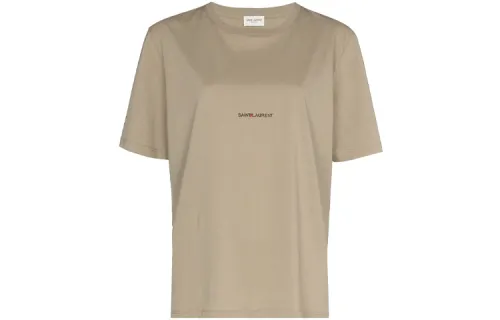 SAINT LAURENT T Shirts Women's Light Umber Crew Neck Moderate Straight Fit