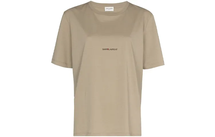 SAINT LAURENT T Shirts Women's Light Umber Crew Neck Moderate Straight Fit