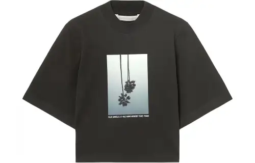 PALM ANGELS T Shirts Women's Black Crew Neck Moderate Straight Fit