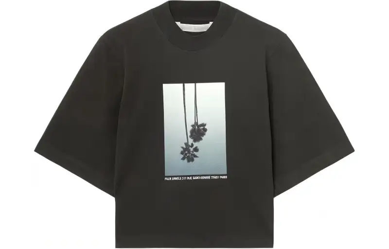 PALM ANGELS T Shirts Women's Black Crew Neck Moderate Straight Fit