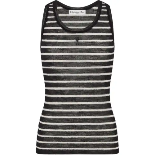 DIOR Tank Tops Women's Black Crew Neck Moderate Halter Neck