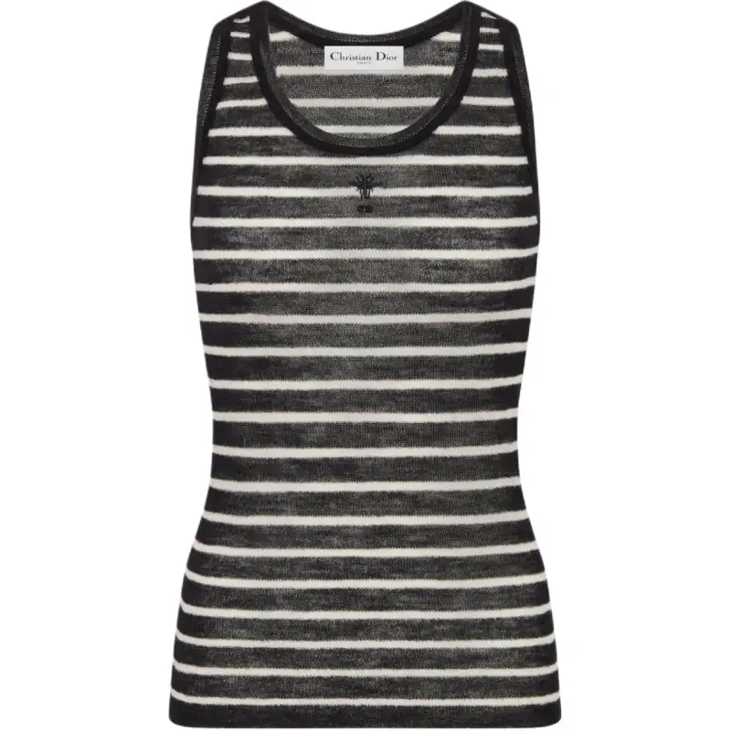DIOR Tank Tops Women's Black Crew Neck Moderate Halter Neck