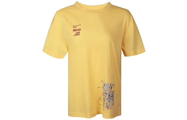 Nike T-Shirts Women's Yellow Crew Neck Moderate Straight Fit