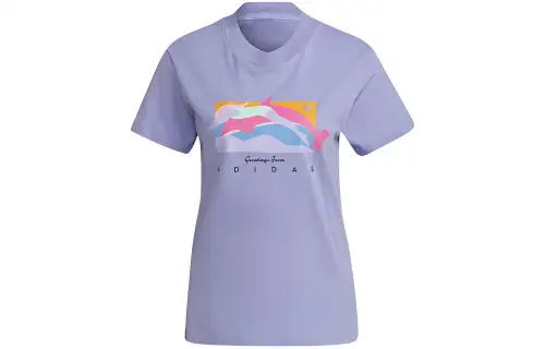 Adidas Originals Fakten T Shirts Women's Light Purple Crew Neck Moderate Straight Fit