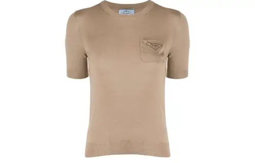 PRADA T Shirts Women's Brown Crew Neck Moderate