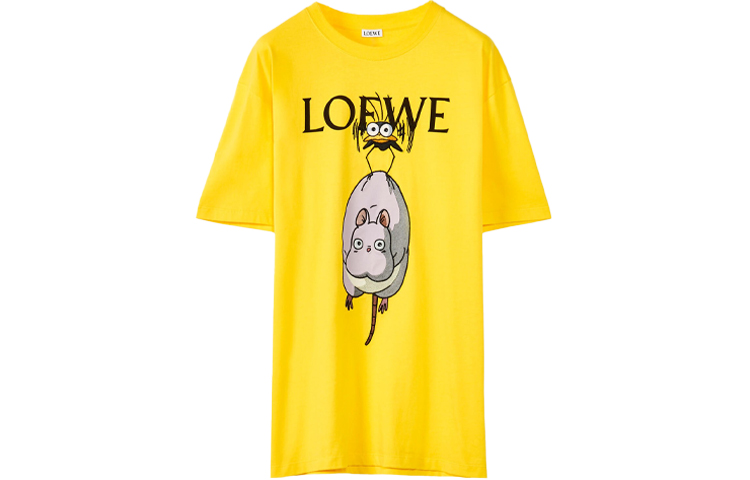 LOEWE Luo Yiwei x Spirited Away joint model SS22 cartoon printed cotton short-sleeved T-shirt women's yellow