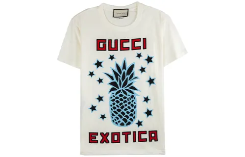 GUCCI T Shirts Women's Ecru Crew Neck Moderate Straight Fit