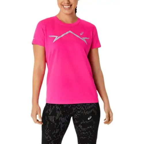 ASICS T Shirts Women's Pink Crew Neck