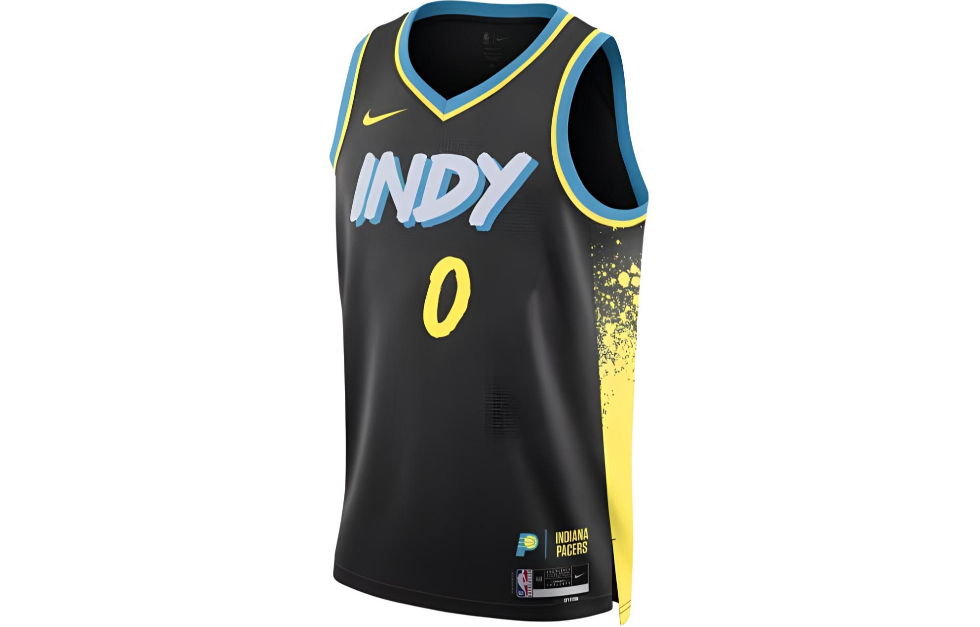 Nike SW FANS версия 23-24 сезон Halliburton Pacers № 0 слово Число слово печать для отдыха без Рукав баскетбольный жилет мужские и женские фасон унисекс черный