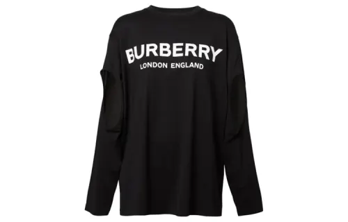 Burberry T Shirts Women's Black Crew Neck Moderate Straight Fit