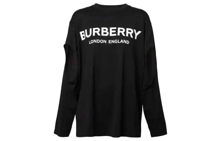 Burberry T Shirts Women's Black Crew Neck Moderate Straight Fit