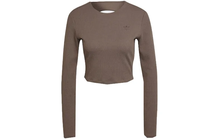 Adidas Originals T-Shirts Women's Brown Crew Neck Regular Straight Fit