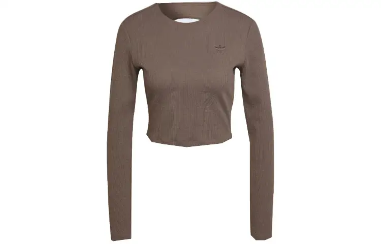 Adidas Originals T Shirts Women's Brown Crew Neck Regular Straight Fit