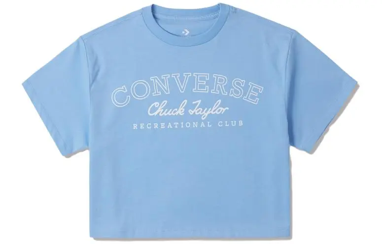 Converse T-Shirts Women's Blue Crew Neck Moderate Straight Fit