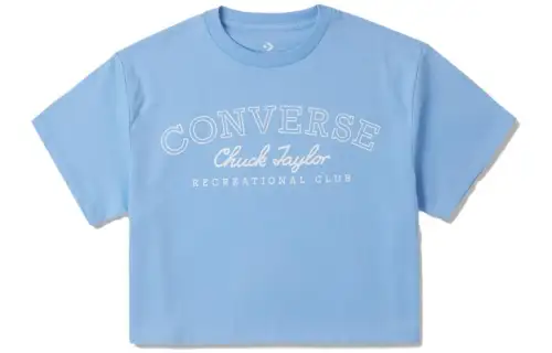 Converse T Shirts Women's Blue Crew Neck Moderate Straight Fit