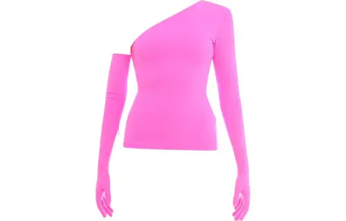 Vetements T Shirts Women's Pink Asymmetrical Collar Moderate
