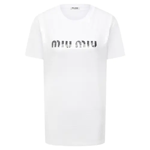 MIU MIU T Shirts Women's White Crew Neck Moderate