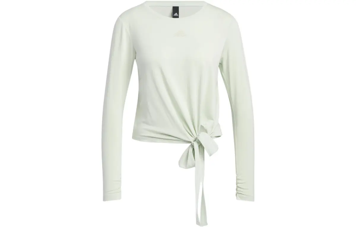 Adidas Crop Tops Women's Linen Green Crew Neck Moderate