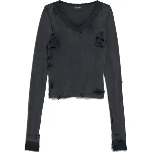 Balenciaga Women's Distressed Lingerie Top Black