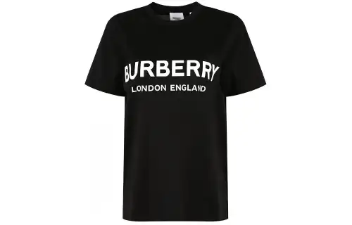 Burberry T Shirts Women's Black Crew Neck Moderate Straight Fit