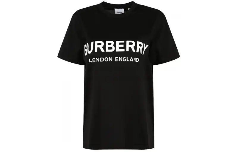 Burberry T Shirts Women's Black Crew Neck Moderate Straight Fit