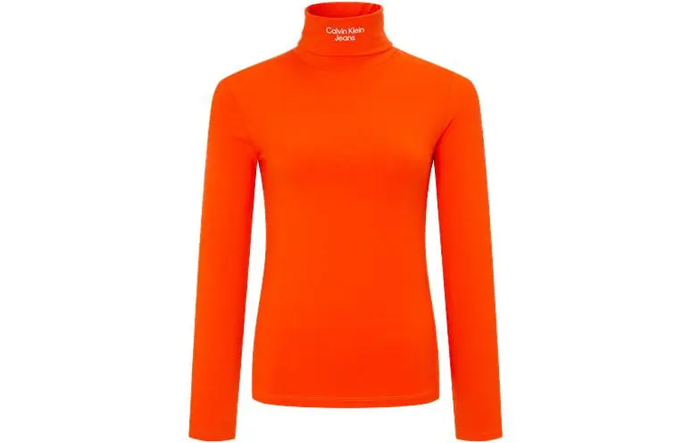 Calvin Klein T-Shirts Women's Orange Red Turtleneck Moderate Other