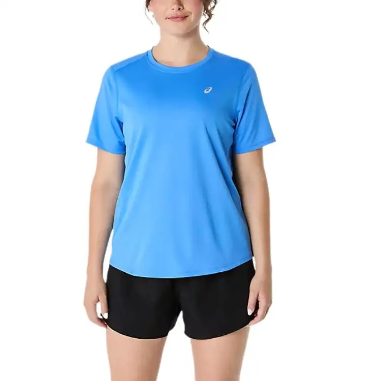 ASICS T Shirts Women's Blue Crew Neck Moderate